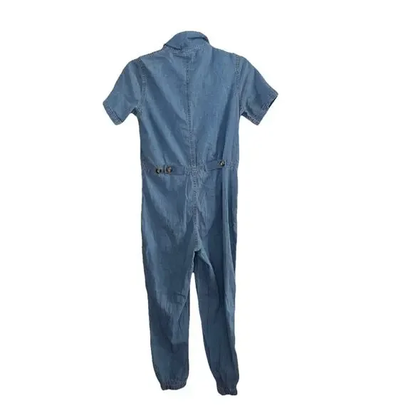 NoBo No Boundaries Womens Denim Mechanic Jumpsuit Sz XS Retro Romper Classic - Picture 2 of 9